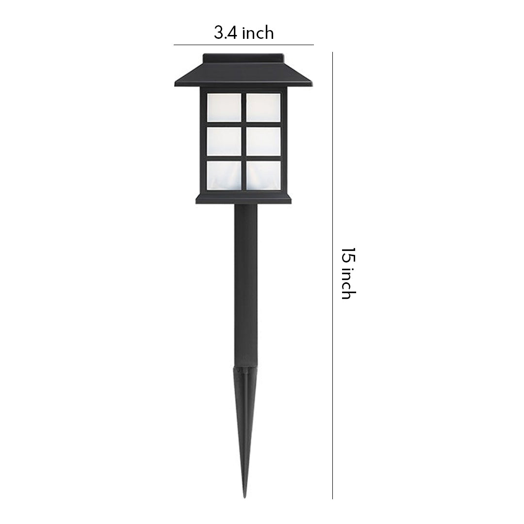 Square Pavilion Solar LED Garden Stakes - Black Outdoor Lighting for Pathways