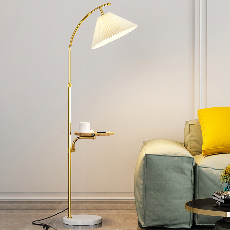 Modern Simplicity Pleated PVC Floor Lamp - 1-Light Standing Design for Living Room