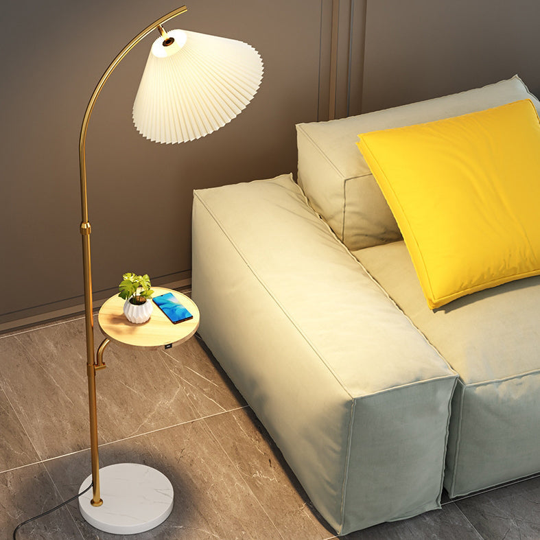 Modern Simplicity Pleated PVC Floor Lamp - 1-Light Standing Design for Living Room