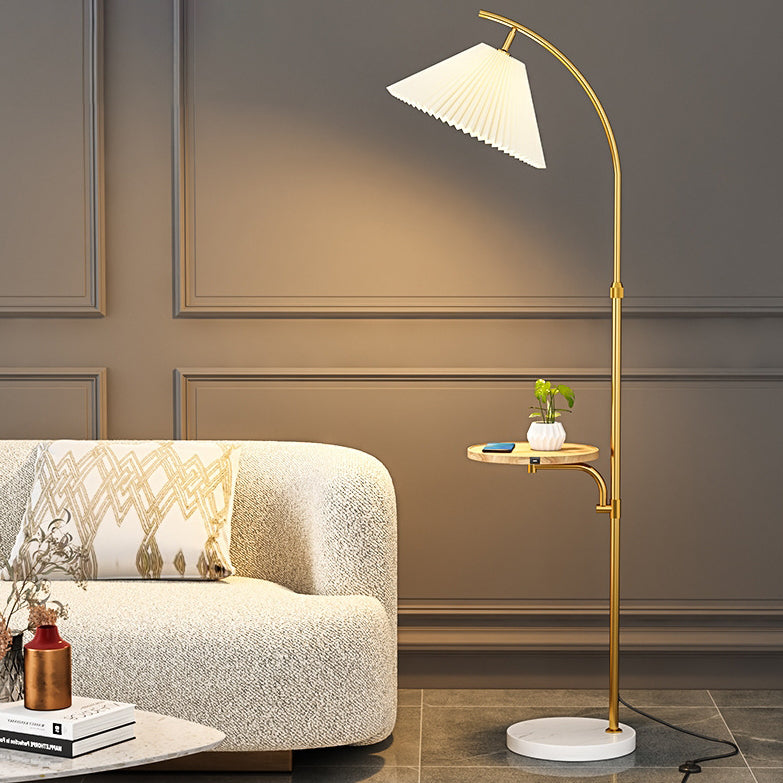 Modern Simplicity Pleated PVC Floor Lamp - 1-Light Standing Design for Living Room