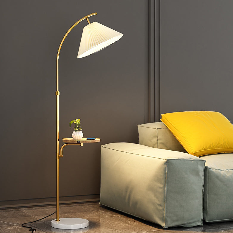 Modern Simplicity Pleated PVC Floor Lamp - 1-Light Standing Design for Living Room