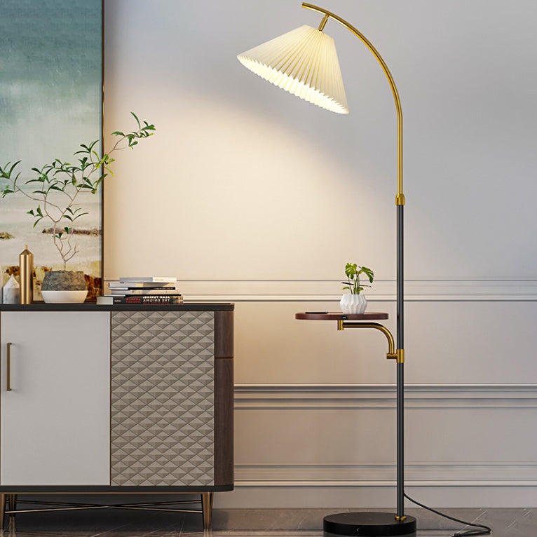 Modern Simplicity Pleated PVC Floor Lamp - 1-Light Standing Design for Living Room