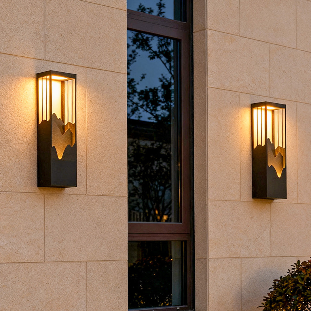 Mountain Scenery Waterproof Solar Wall Lamp - LED Up Down Lighting for Porch & Garden