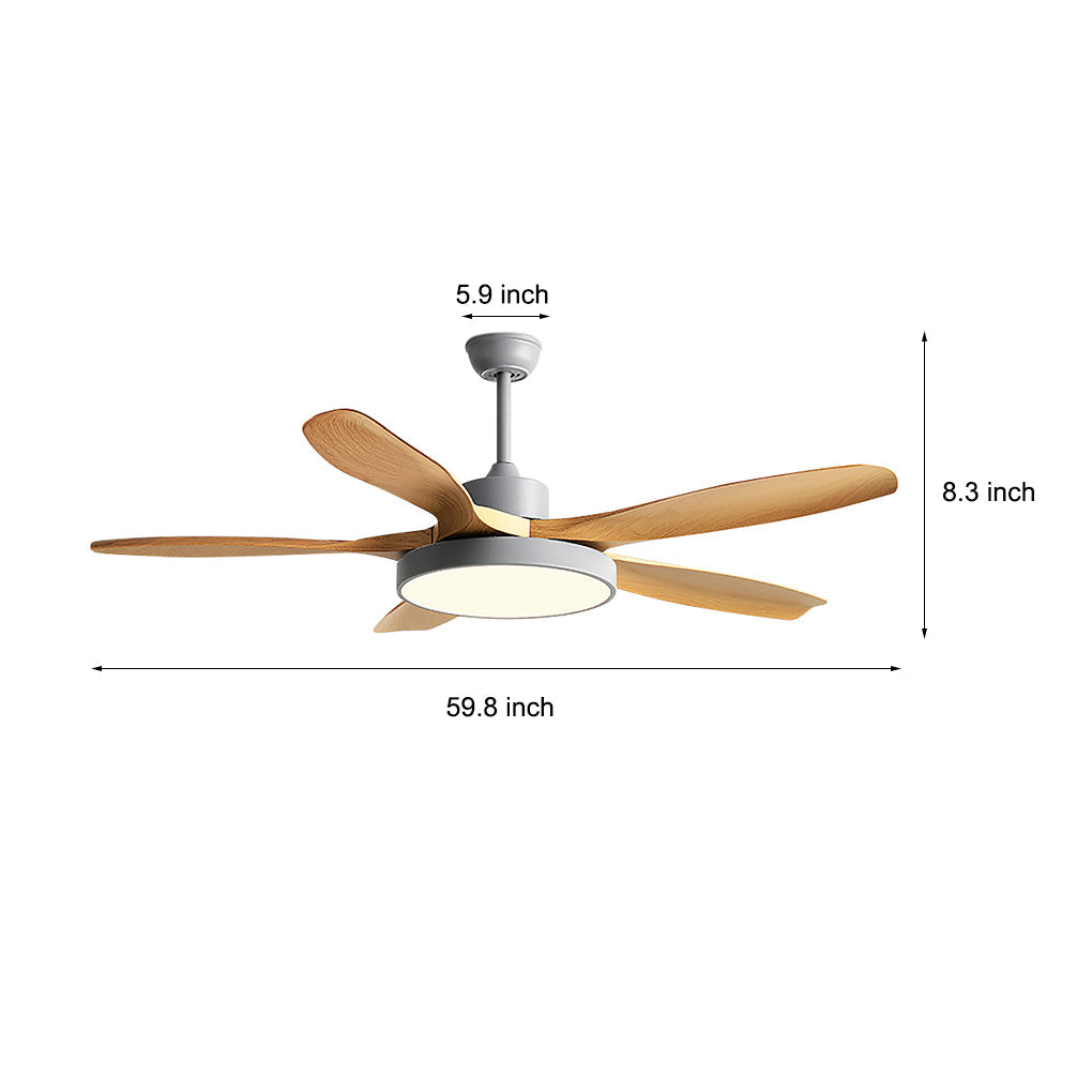 60 Inch Nordic Ceiling Fan with Remote, LED Light, Silent Inverter Technology