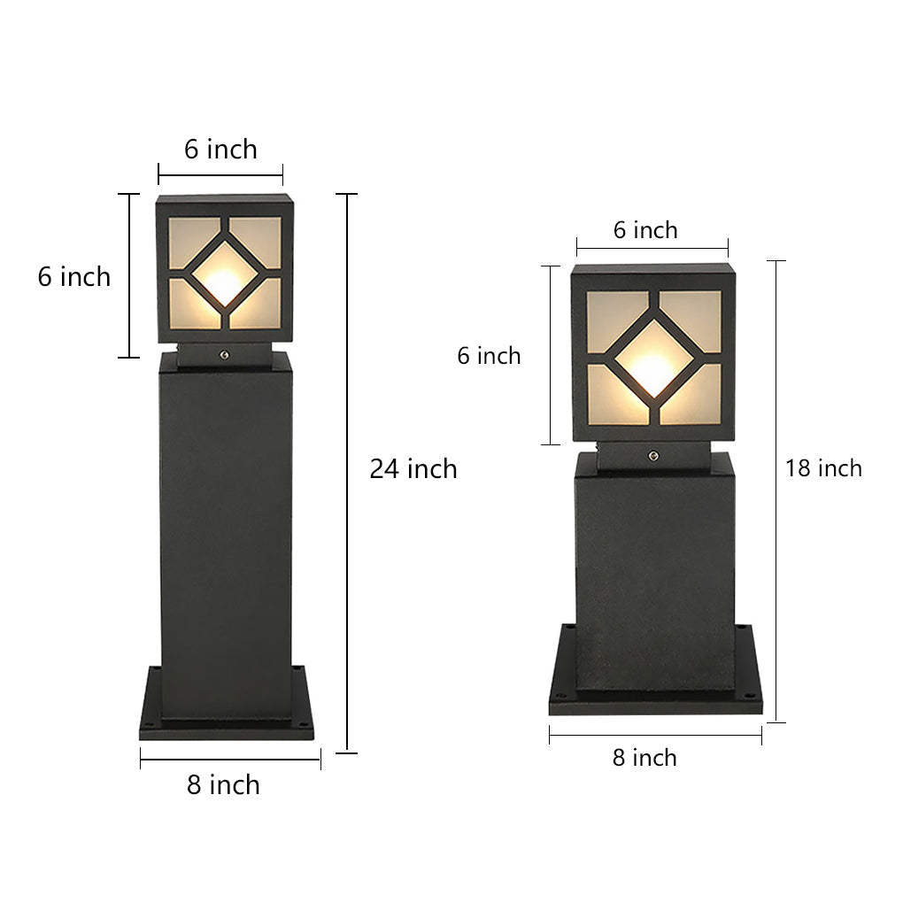 Elegant Solar-Powered Square Bollard Light for Retro European Garden Illumination
