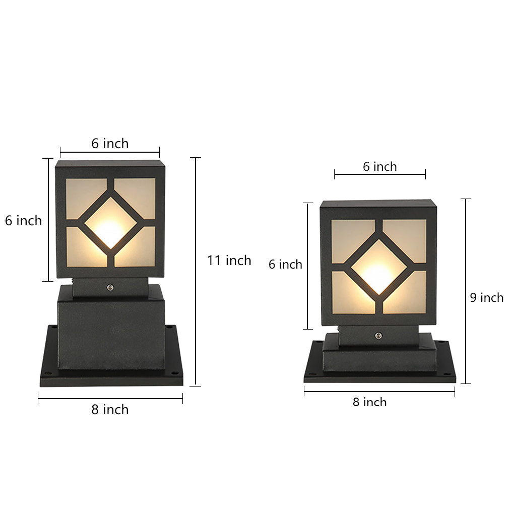 Elegant Solar-Powered Square Bollard Light for Retro European Garden Illumination
