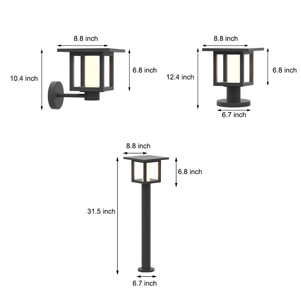 Wide Top LED Post Lights with Rain Shield & Dual Power Options for Outdoor Lighting