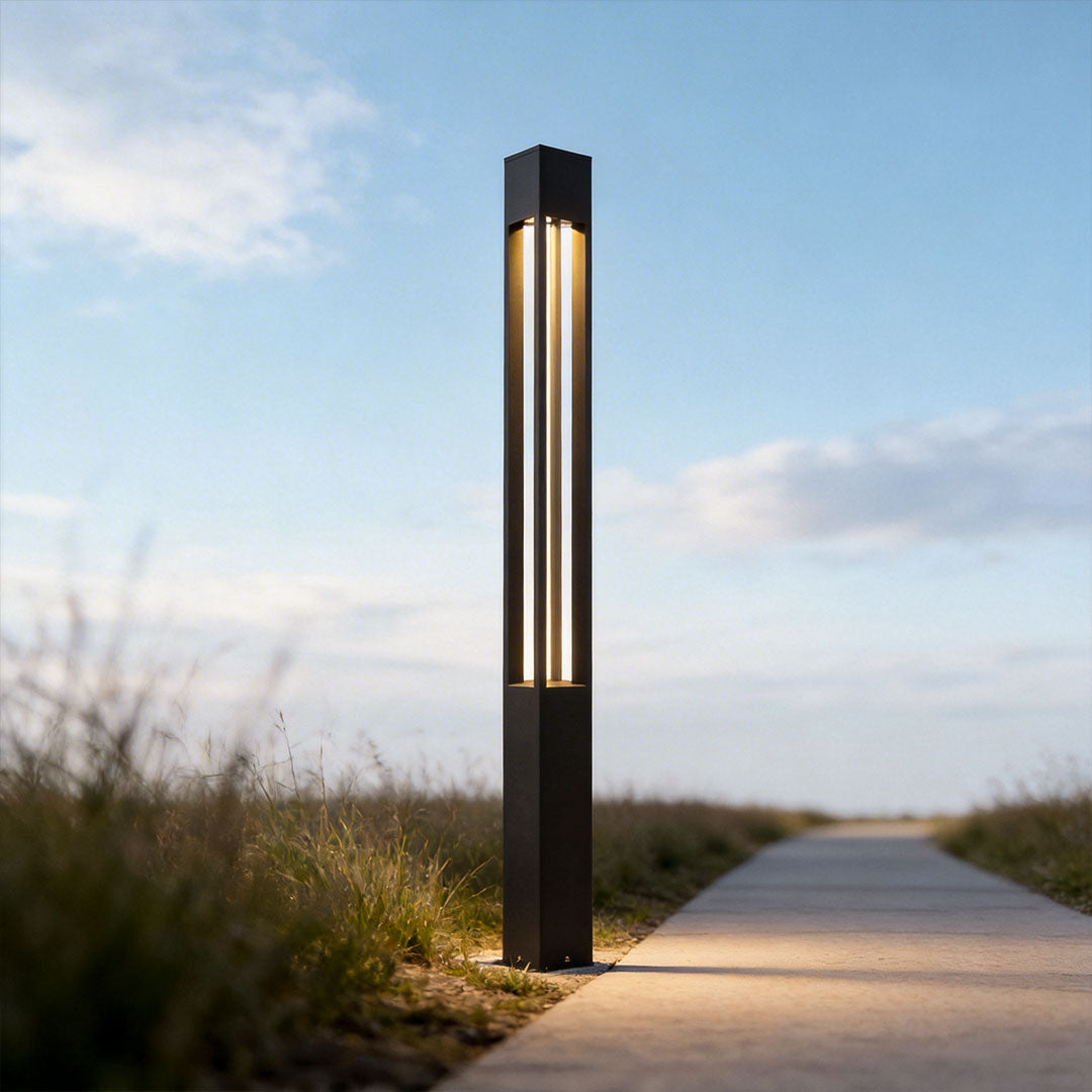 Modern Black LED Bollard Path Lights - Landscape Lighting Solutions