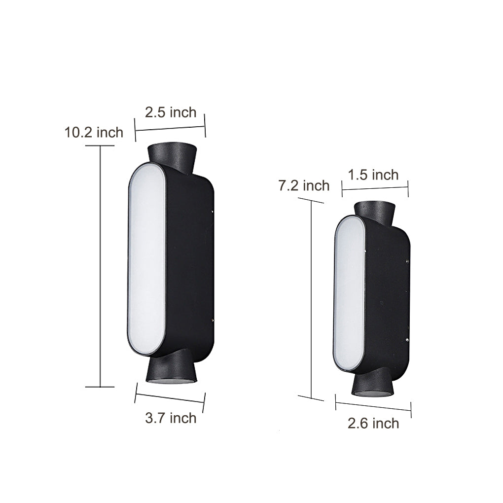 Waterproof LED Outdoor Wall Sconce - Black Modern Up and Down Lights