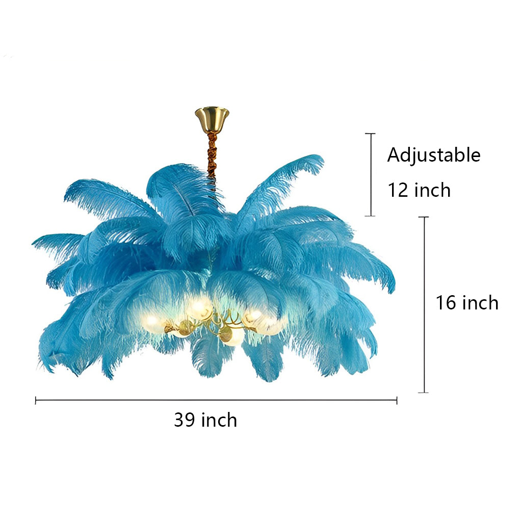 Feathers Copper Nordic Chandelier Flush Mount Ceiling Light