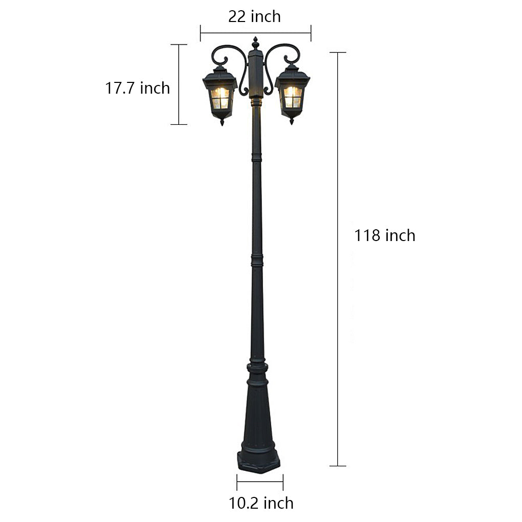European-Style Black Waterproof Outdoor Light Post Lamp