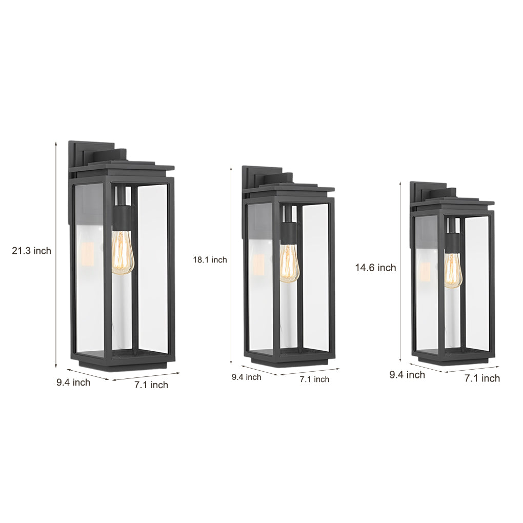 Waterproof Black Rectangular Outdoor Wall Lantern