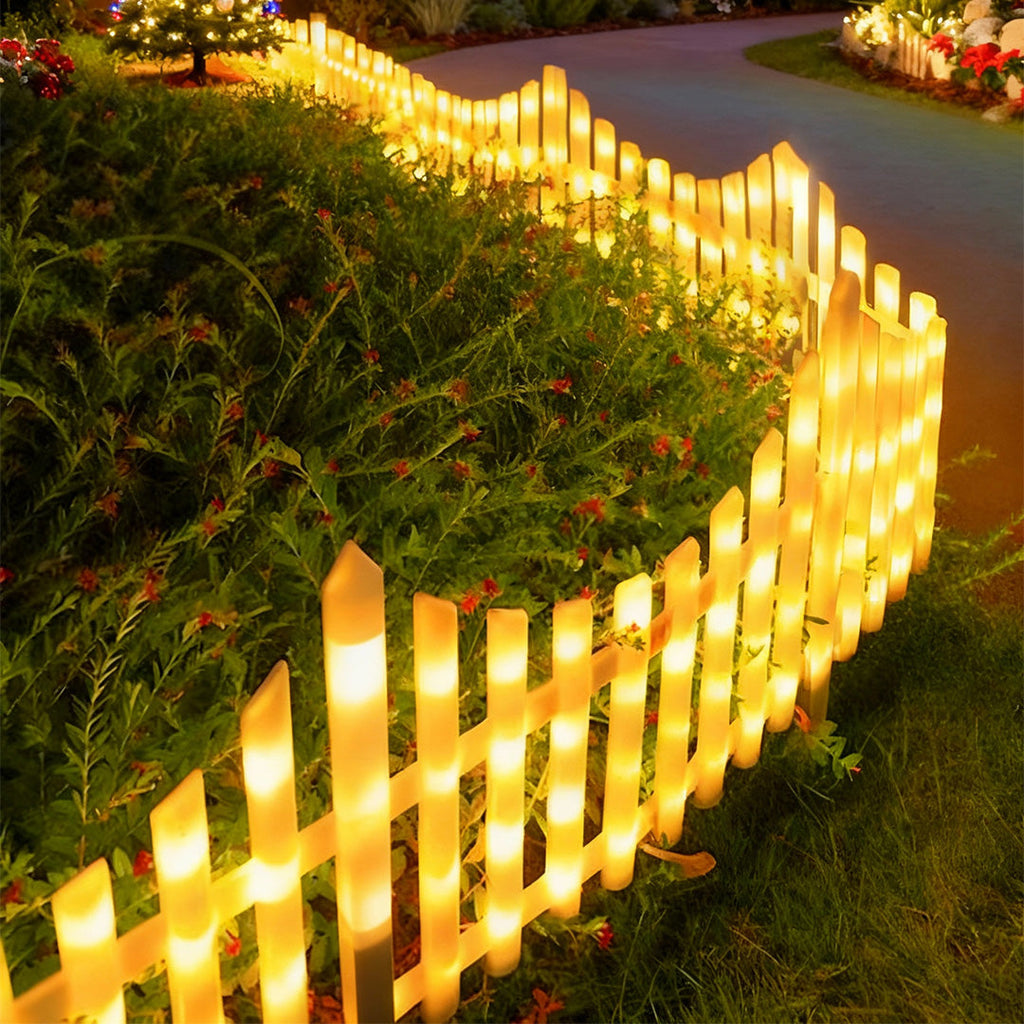 8-Pack Wave-Shaped Solar LED Garden Fence Lights for Christmas