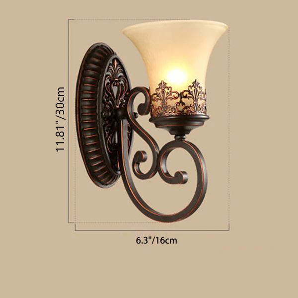 Vintage Round Glass Iron Wall Sconce Lamp - 1/2 Light Bedroom Fixture