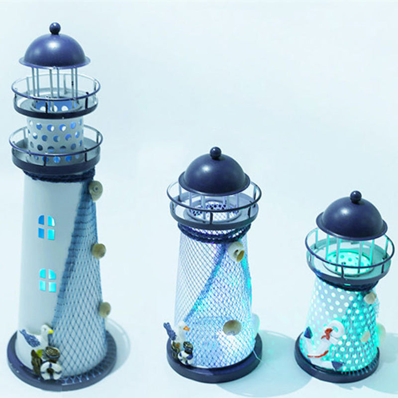 Modern Art Deco Lighthouse Round Iron LED Table Lamp for Bedroom, Stylish Home Decor Lighting, Nautical Inspired Bedroom Lamp, Unique Decorative LED Light, Contemporary Iron Table Lights, Artistic Coastal Decor, Elegant Nightstand Lamp for Relaxing Spaces