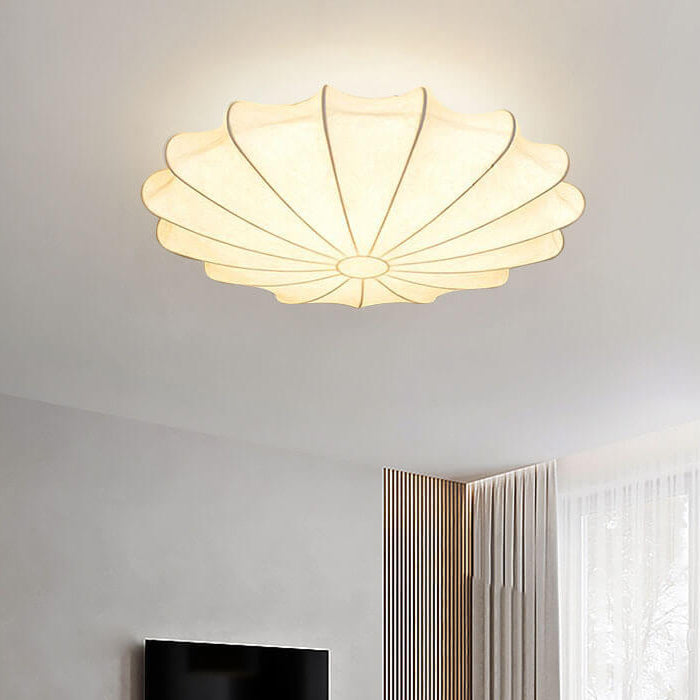 Nordic Minimalist Flush Mount Light - White Beige Faux Silk, 1/3/5-Light Options
