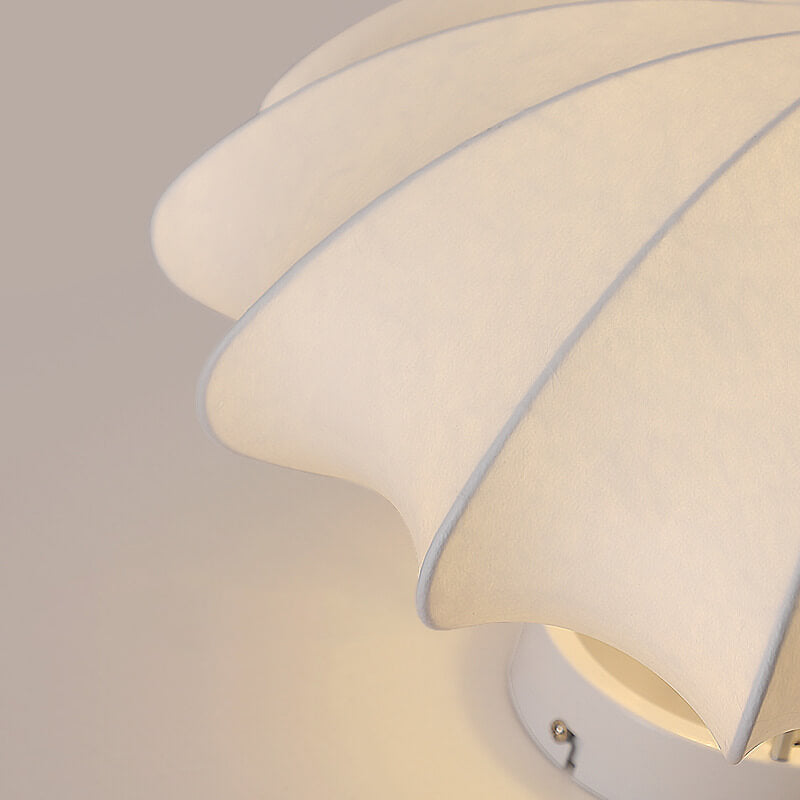 Nordic Minimalist Flush Mount Light - White Beige Faux Silk, 1/3/5-Light Options