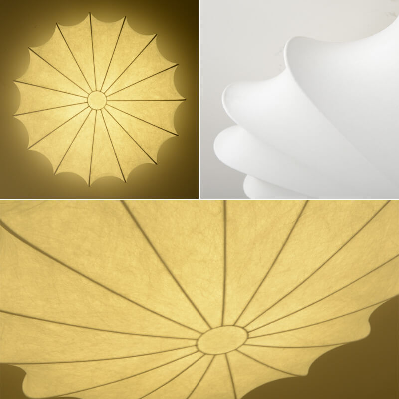 Nordic Minimalist Flush Mount Light - White Beige Faux Silk, 1/3/5-Light Options