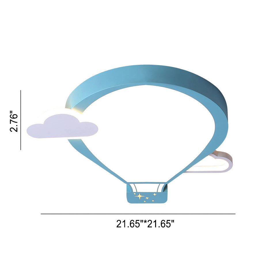 Cartoon Hot Air Balloon Kid LED Flush Mount Ceiling Light Nursery Bedroom Fixture Kids Room Decor Childrens Lighting Cute Cartoon Ceiling Lamp Colorful Adventure Theme Adjustable Brightness Fun Illustration Design Energy Efficient Safe Lighting Kids Ceili