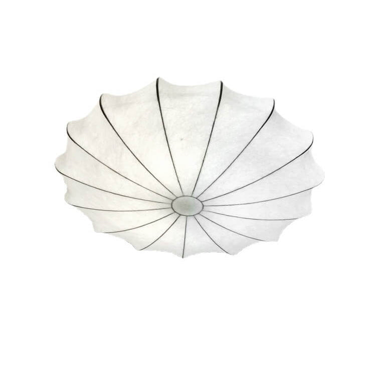 Nordic Minimalist Flush Mount Light - White Beige Faux Silk, 1/3/5-Light Options