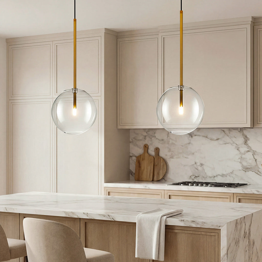 Clear Glass Globe Pendant Light - Nordic Iron Ceiling Light, Modern Hanging Fixture, Industrial Home Decor