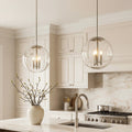 Glass Orb Pendant Light - Contemporary Chic Silver Ceiling Fixture