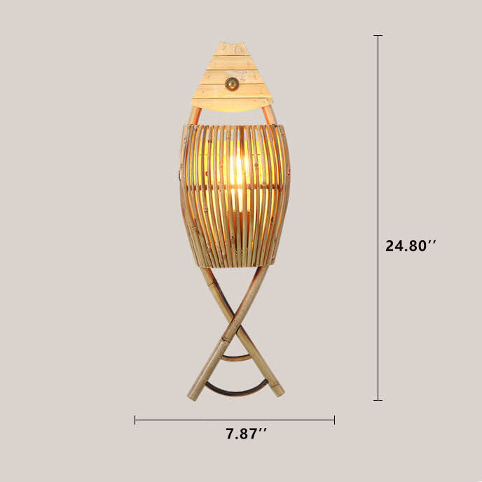 Vintage Bamboo Weaving Fish Wall Sconce Lamp - 1-Light, Rustic Decor, Coastal Home Lighting, Nautical Wall Art