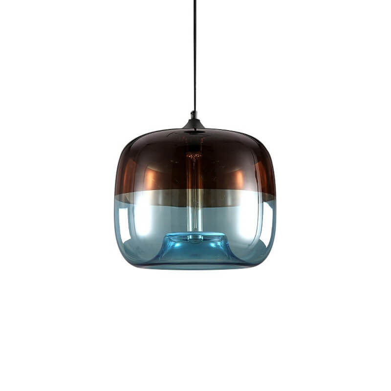 Retro Colorful Drum Pendant Light - 1-Light Glass Fixture for Stylish Home Decor