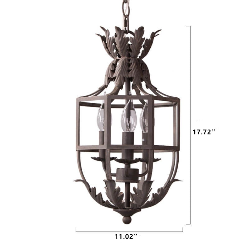 Vintage Wrought Iron Lantern Cage 3-Light Chandelier  

Illuminate your space with this elegant vintage wrought iron chandelier. Featuring a stunning lantern cage design, this 3-light fixture blends classic charm with modern functionality. Perfect for din