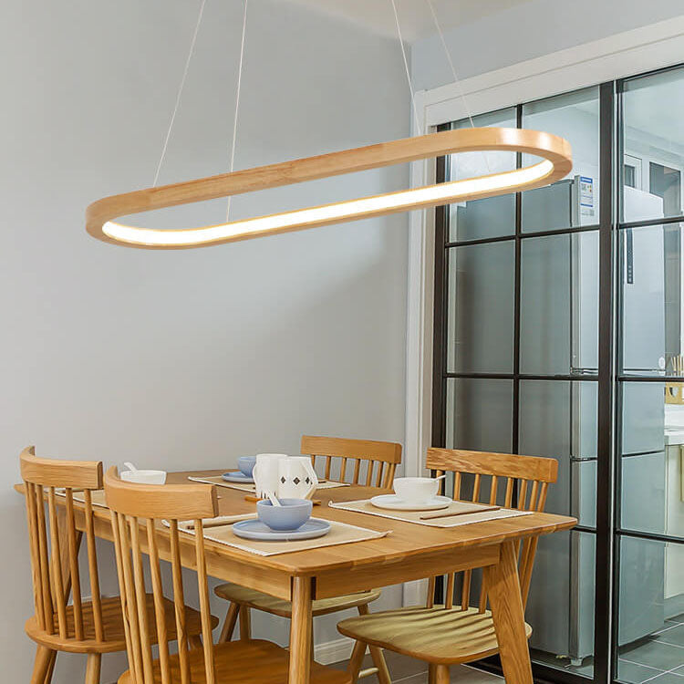 Modern Minimalist Wooden LED Chandelier - Round 1-Light Lighting Fixture