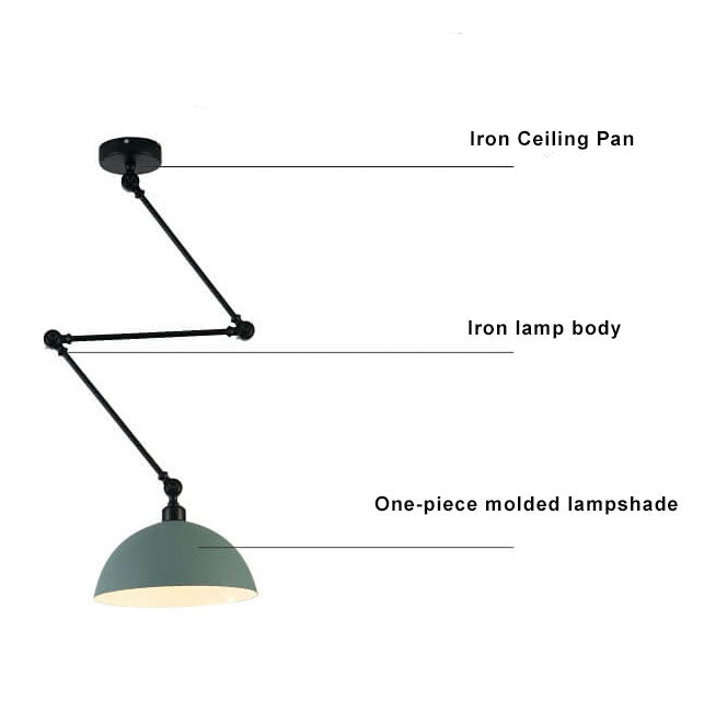 Nordic 1-Light Bowl Semi-Flush Mount Lighting - Extendable Ceiling Fixture for Modern Homes