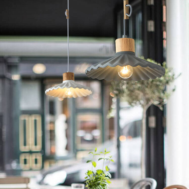 Modern Macaron Cement Scalloped Shade Pendant Light - 1-Light for Living Room