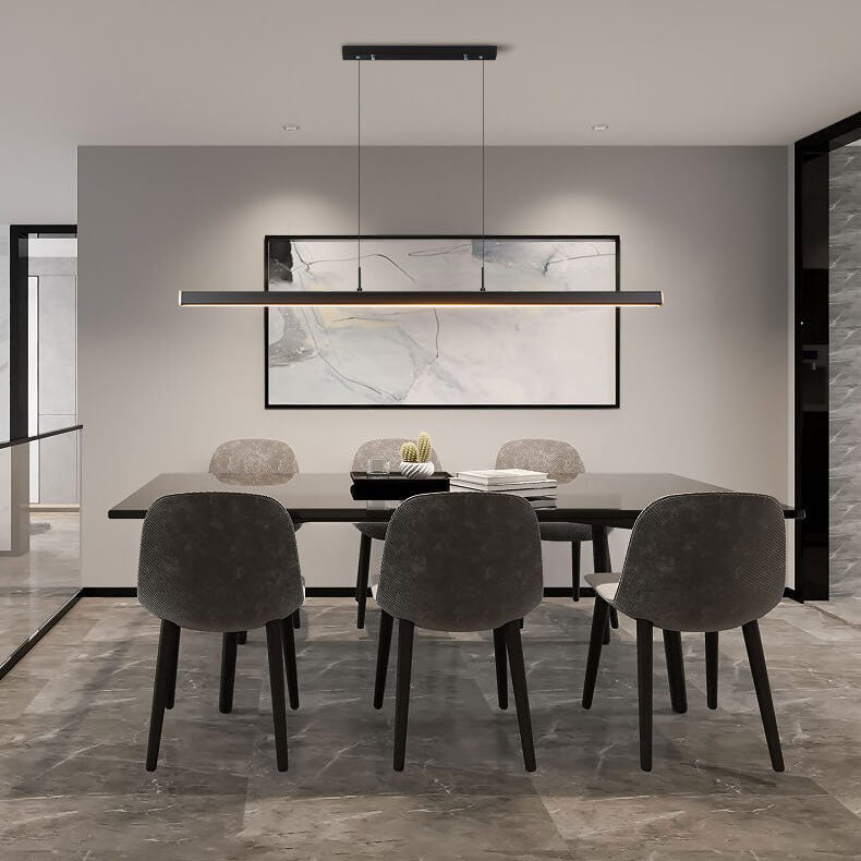 Modern Minimalist Long Strip LED Pendant Light - Sleek Lighting Solution for Home & Office, Energy-Efficient Design, Adjustable Height, Stylish Illumination