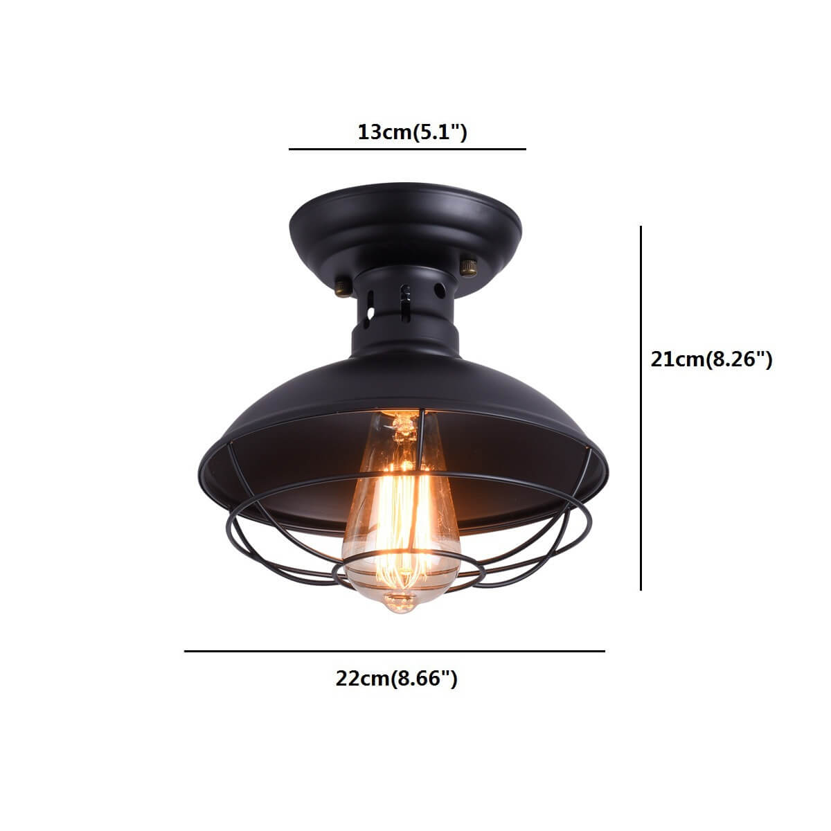 Rustic Wrought Iron Barn Semi-Flush Mount Light Fixture