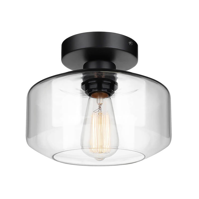 Clear Glass Dome Semi-Flush Mount Light Fixture