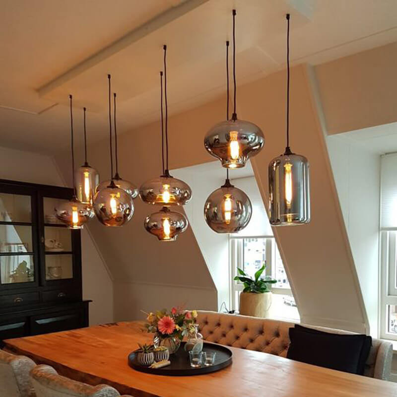 Modern Smoke Gray Glass LED Pendant Light - Stylish One-Light Fixture