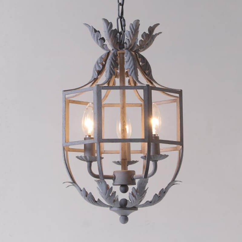 Vintage Wrought Iron Lantern Cage 3-Light Chandelier  

Illuminate your space with this elegant vintage wrought iron chandelier. Featuring a stunning lantern cage design, this 3-light fixture blends classic charm with modern functionality. Perfect for din