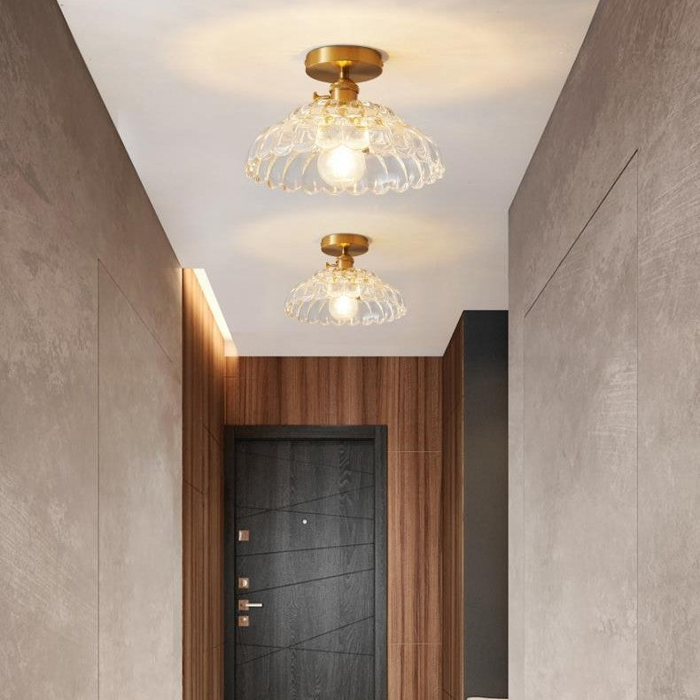 Modern French Minimalist Glass Flower Semi-Flush Mount Light