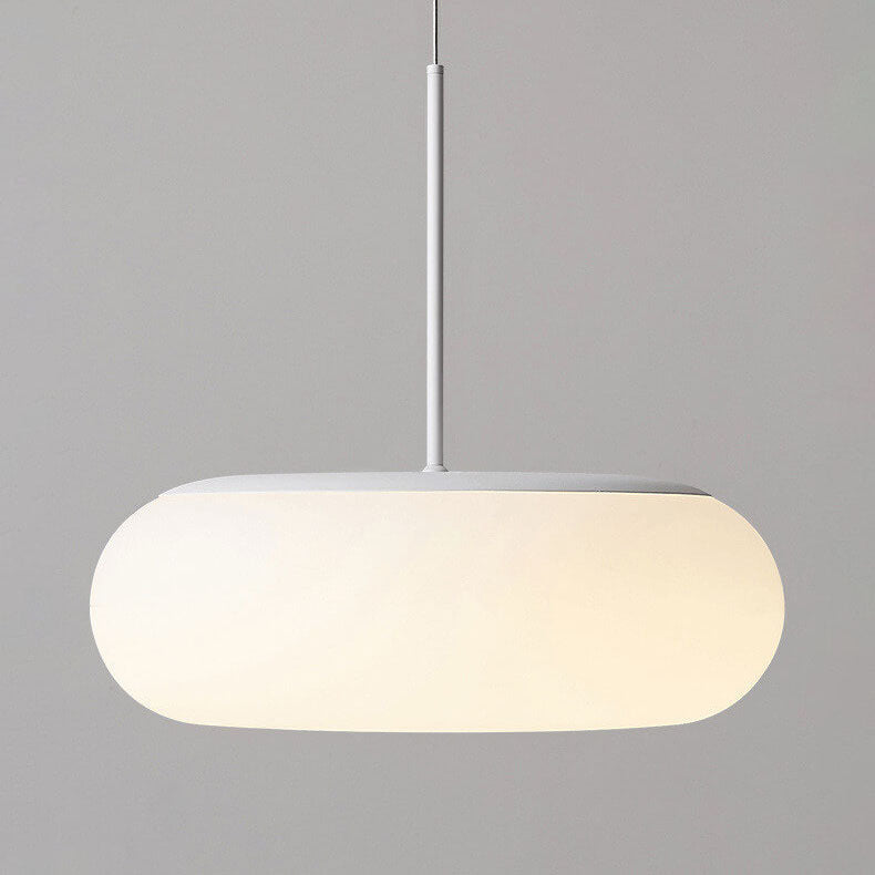 Modern Minimalist White LED Pendant Light - 1-Light Drum Design