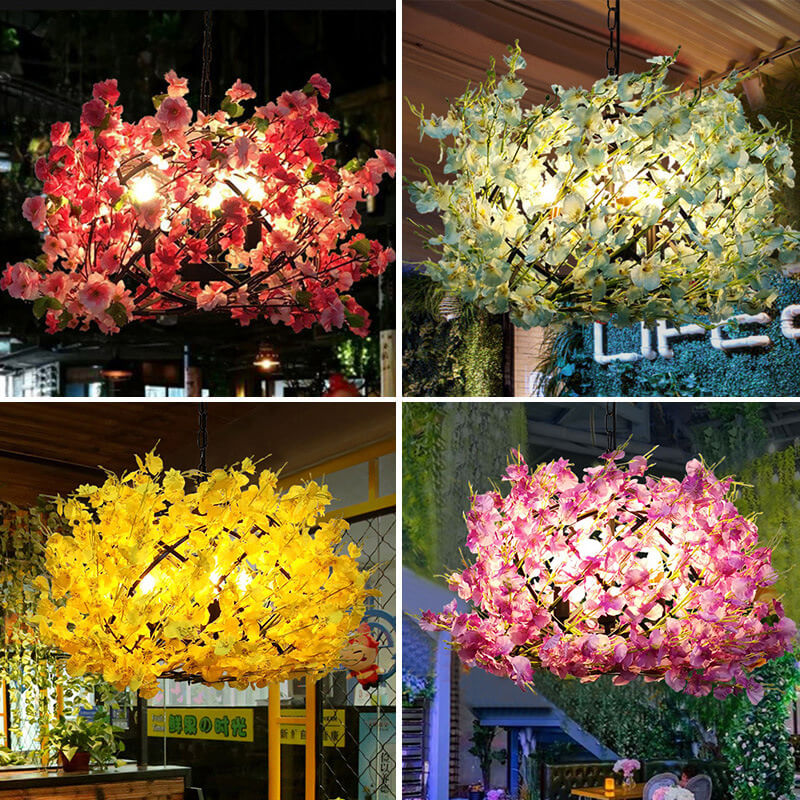 Colorful Flower 3-Light Globe Chandelier - Modern Floral Pendant Lighting for Home Decor, Bohemian Style Fixtures, Unique Indoor Illumination