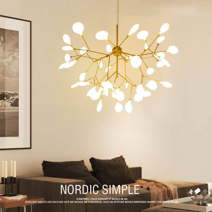 Modern Metal Branches 27/36 Light Fireflies LED Chandelier - Elegant Lighting Fixture for Home Decor, Energy-Efficient Design, Contemporary Ceiling Lights