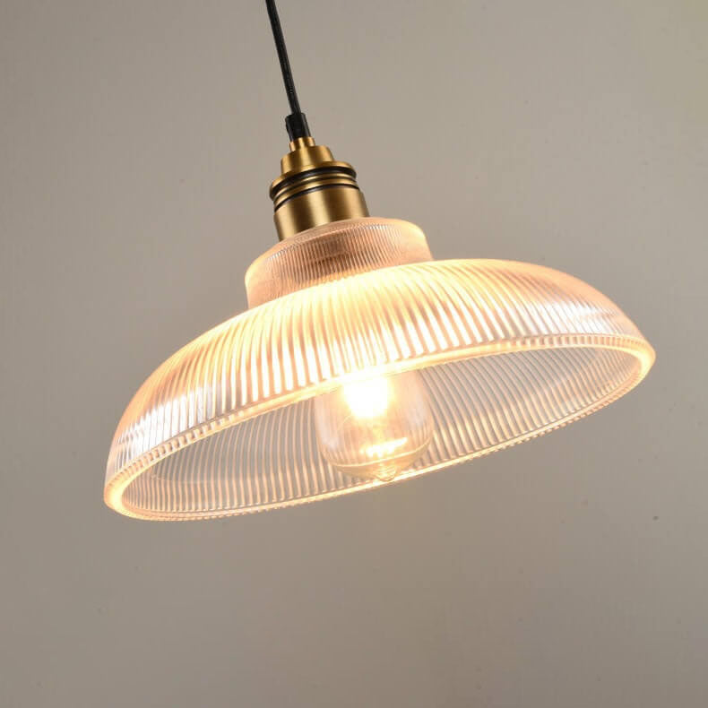 Vintage Striped Glass Pendant Light Fixture - 1-Light Ceiling Hanging Lamp