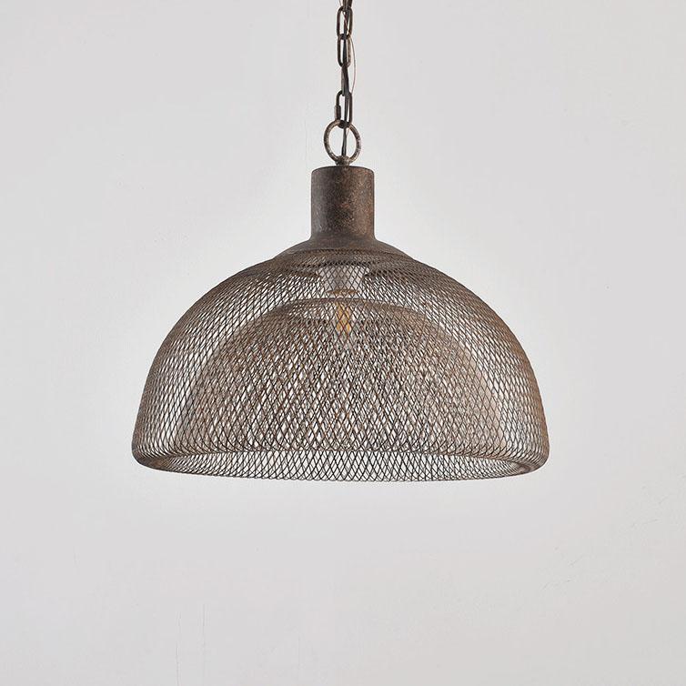 Retro Rustic Wrought Iron Half Round 1-Light Pendant Light