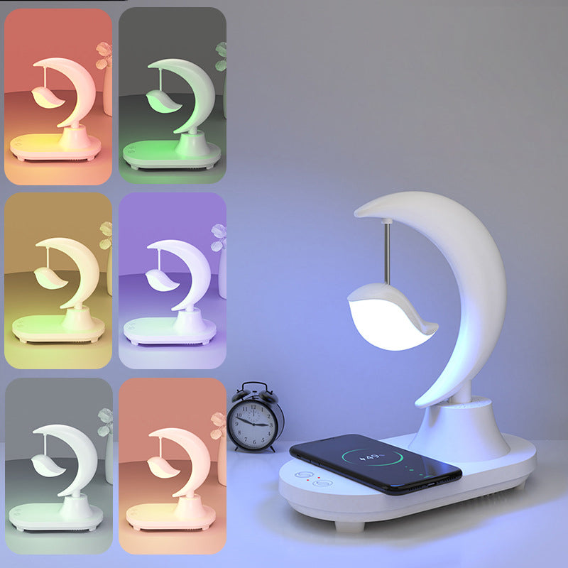 Modern Art Deco Moon Shape Bluetooth Speaker Night Light Lamp