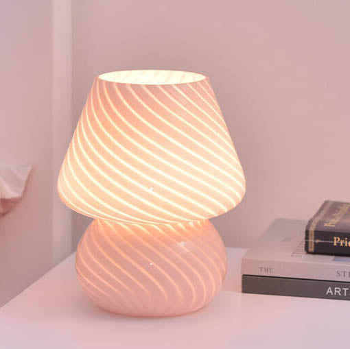 Retro Creative Glass Mushroom 1-Light LED Night Light Table Lamp, Vintage Home Decor, Stylish Bedroom Lighting, Decorative Nightlight for Nursery, Unique Gift Idea, USB Powered, Soft Glow, Functional Art Piece