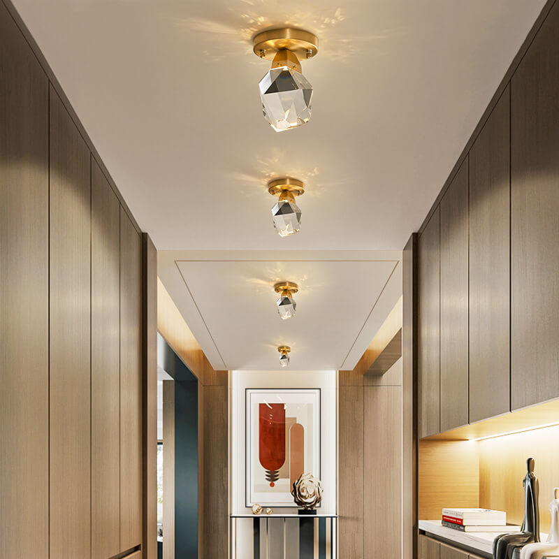 Crystal 1-Light Semi-Flush Mount Lighting with Diamond Shade