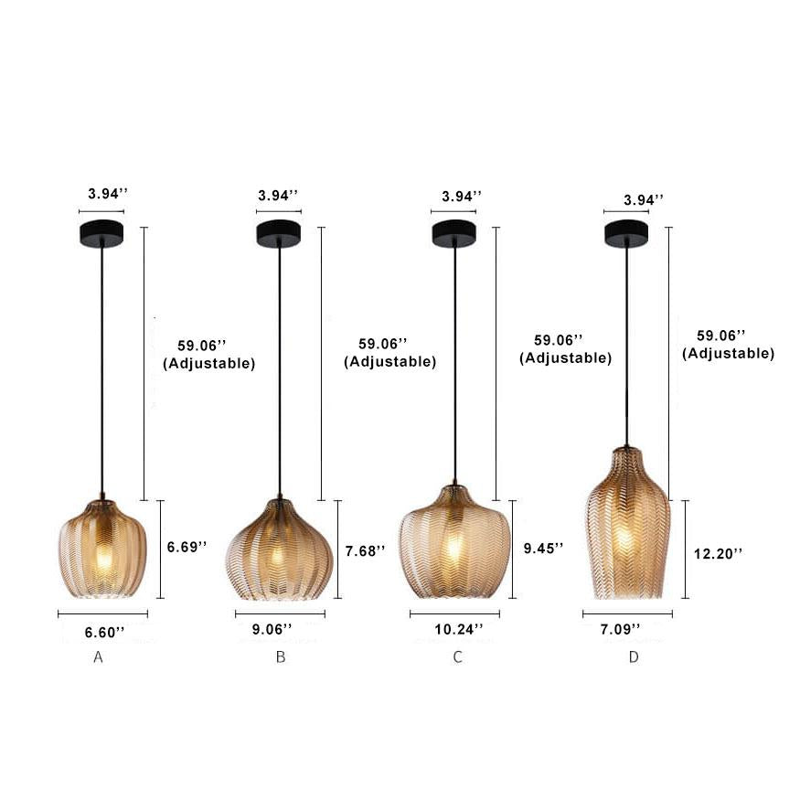 Nordic Textured Wavy Glass Pendant Light - 1-Light Barrel Fixture