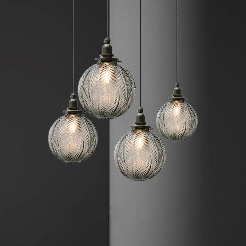 Retro Lotus Glass Pendant Light - 1-Light Globe Fixture for Vintage Decor