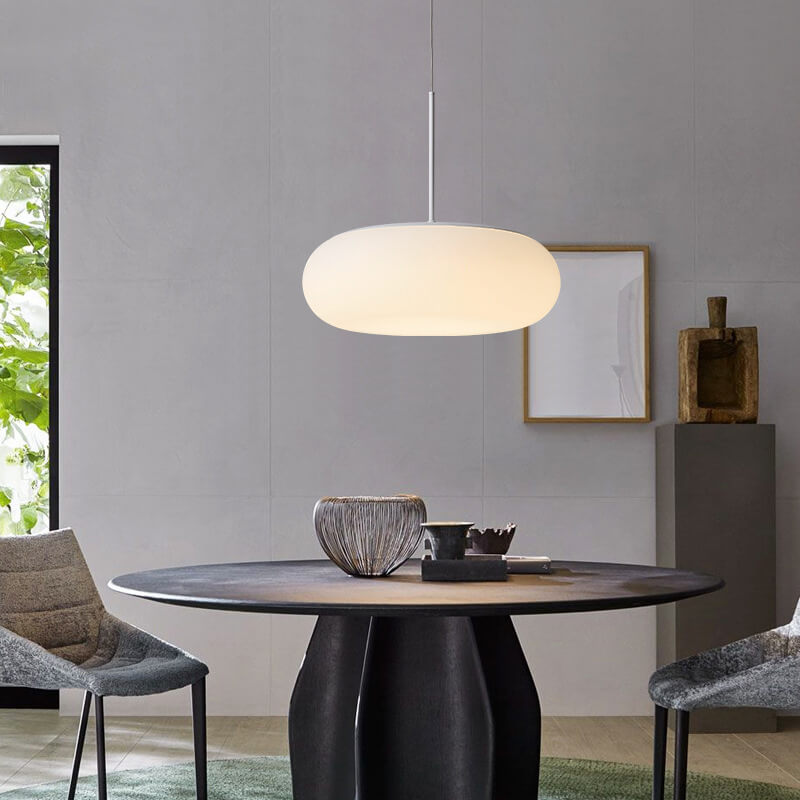 Modern Minimalist White LED Pendant Light - 1-Light Drum Design