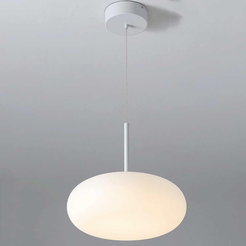 Modern Minimalist White LED Pendant Light - 1-Light Drum Design